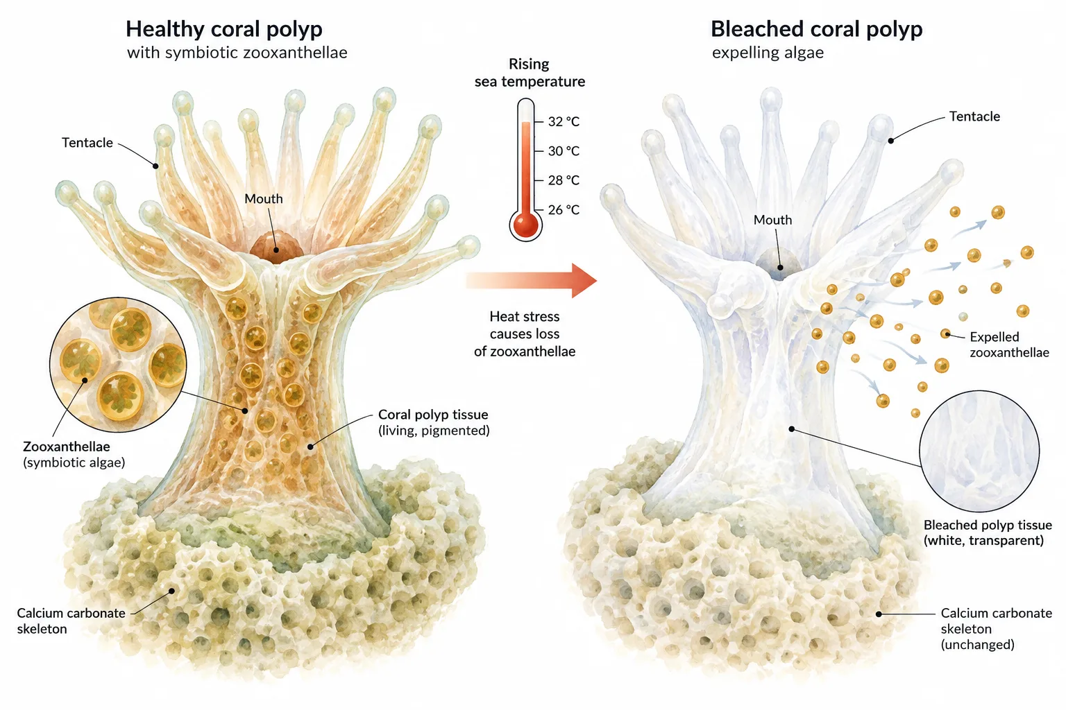 Coral bleaching and symbiont loss