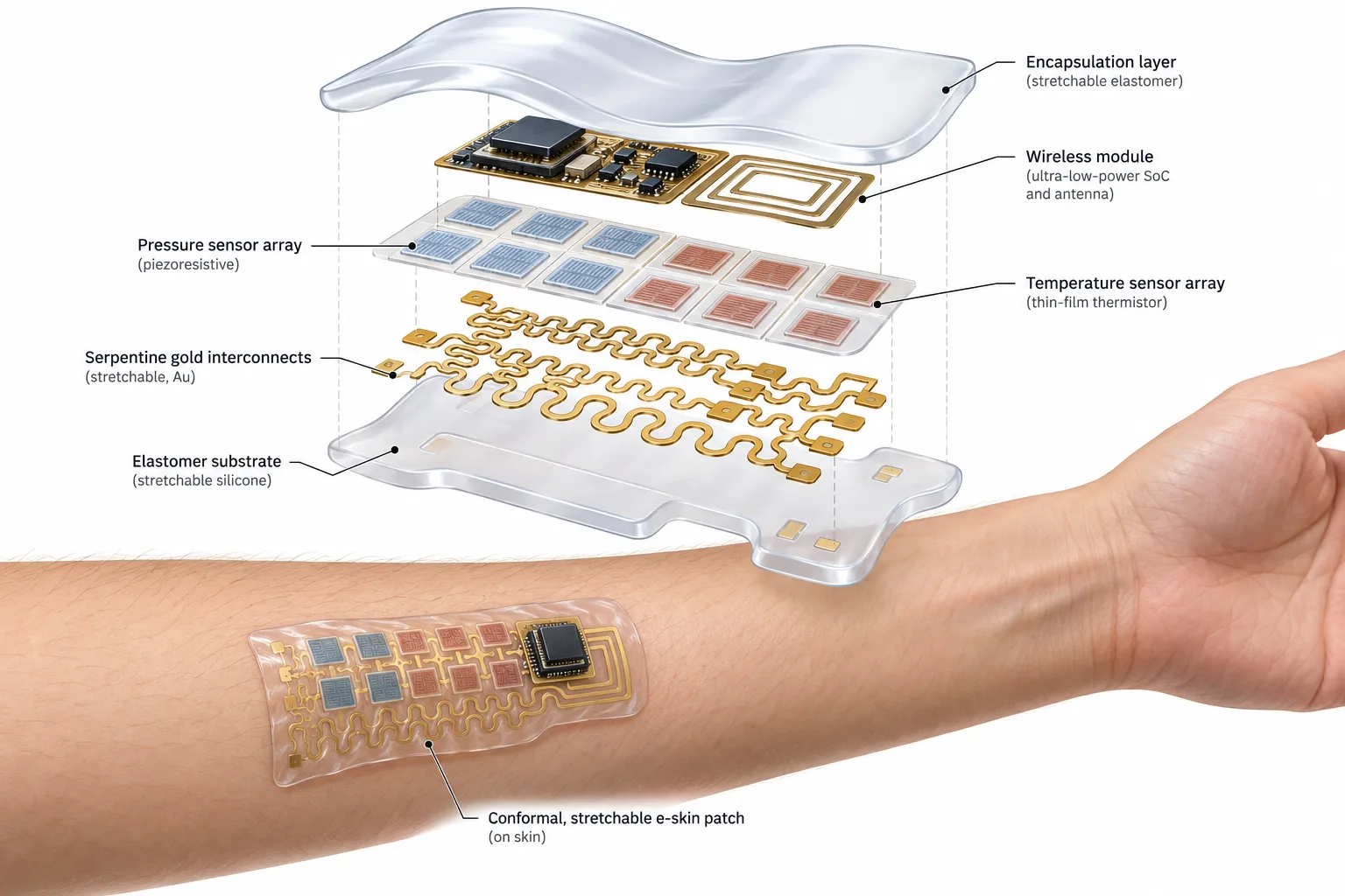 Stretchable electronic skin sensor array
